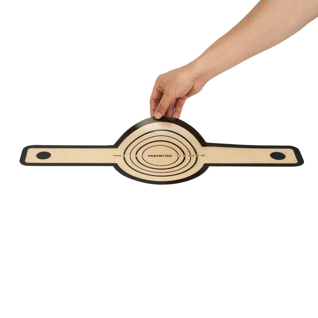 Pastry Tek Round Tan and Black Fiberglass Bread Sling - For Dutch Oven, with Long Handles - 22 3/4" x 8 1/4" - 1 count box