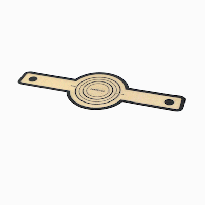 Pastry Tek Round Tan and Black Fiberglass Bread Sling - For Dutch Oven, with Long Handles - 22 3/4" x 8 1/4" - 1 count box
