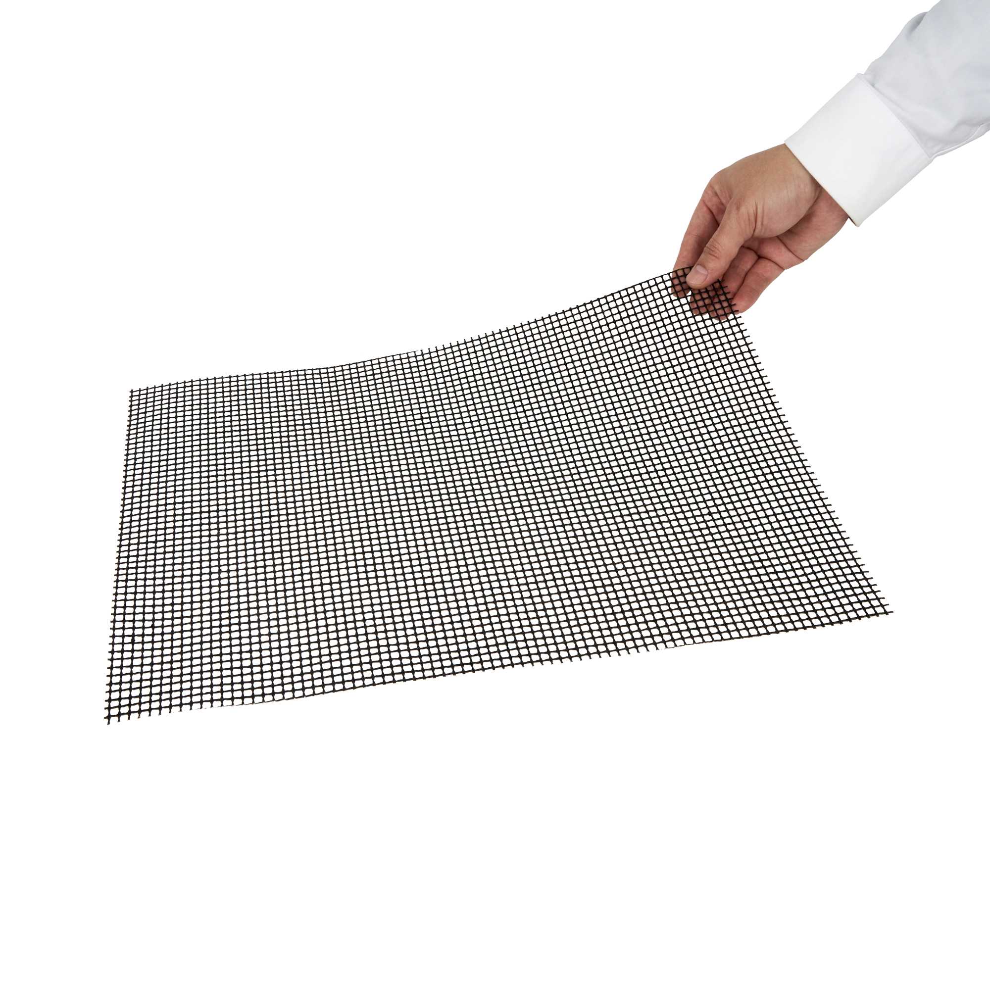 Met Lux Rectangle Black PTFE Reusable Grill Mat - Non-Stick - 15 3/4" x 13" - 5 count box