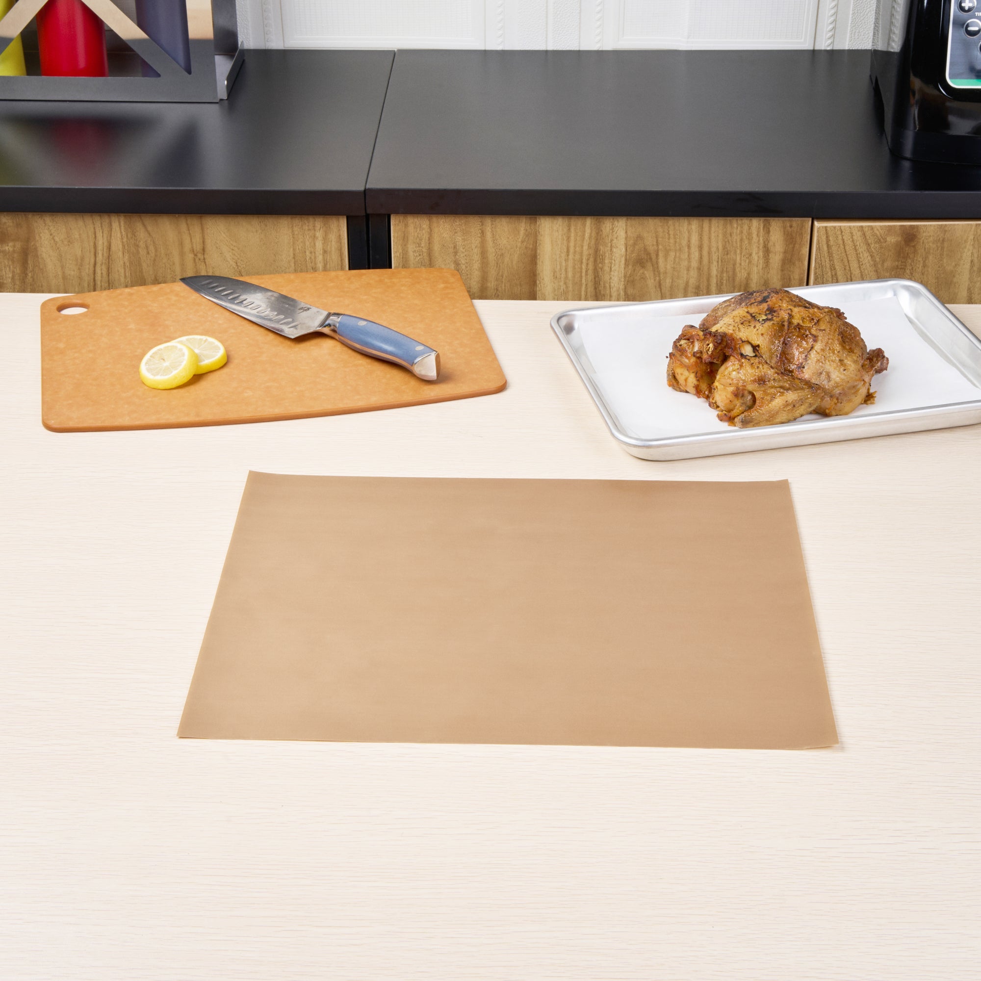 Pastry Tek Rectangle Brown PTFE Oven Liner - Non-Stick, For Bottom Of The Oven - 15 3/4" x 13" - 5 count box