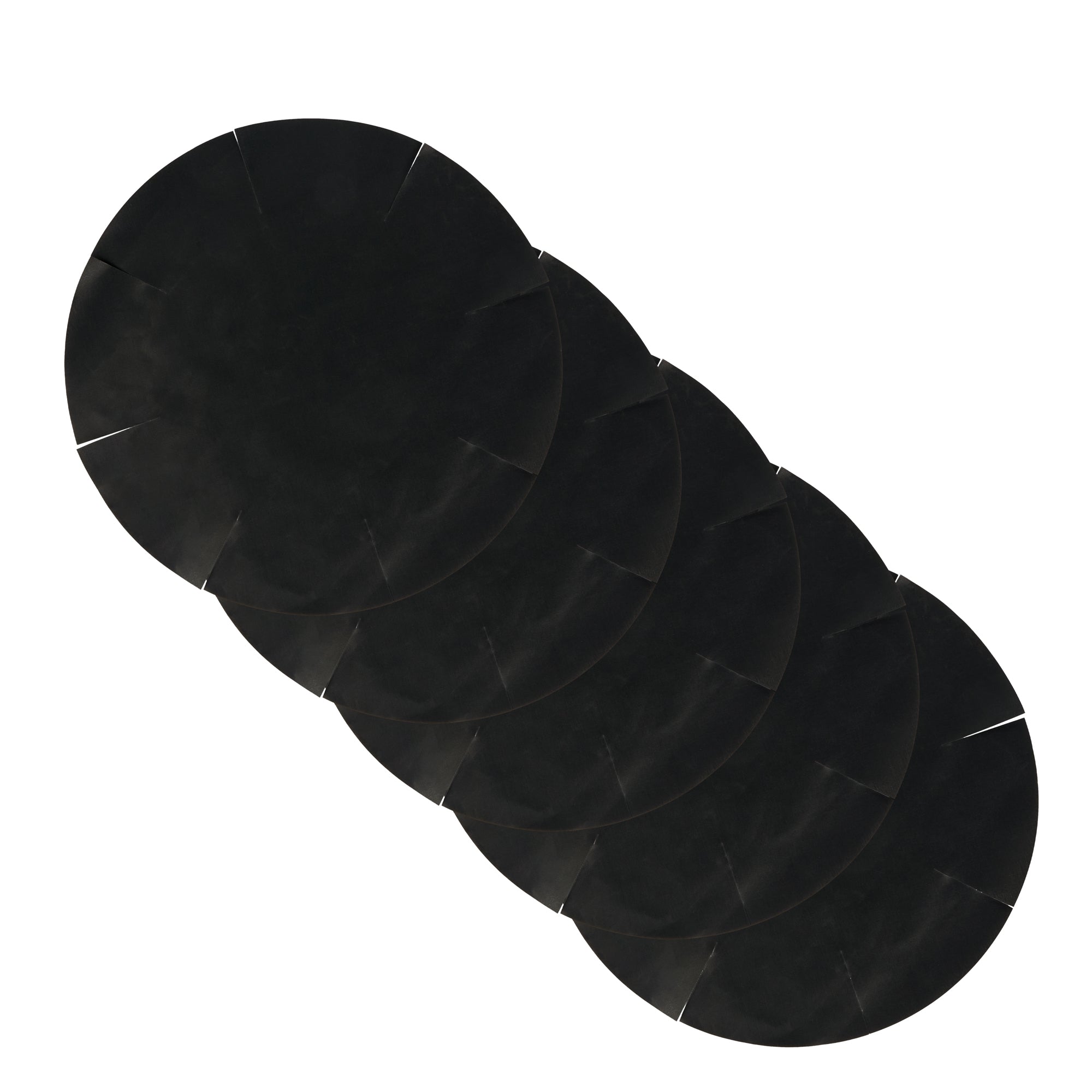 Pastry Tek Round Black Fiberglass Cake Tin Liner - Non-Stick, Foldable - 9 1/2" x 9 1/2" - 5 count box