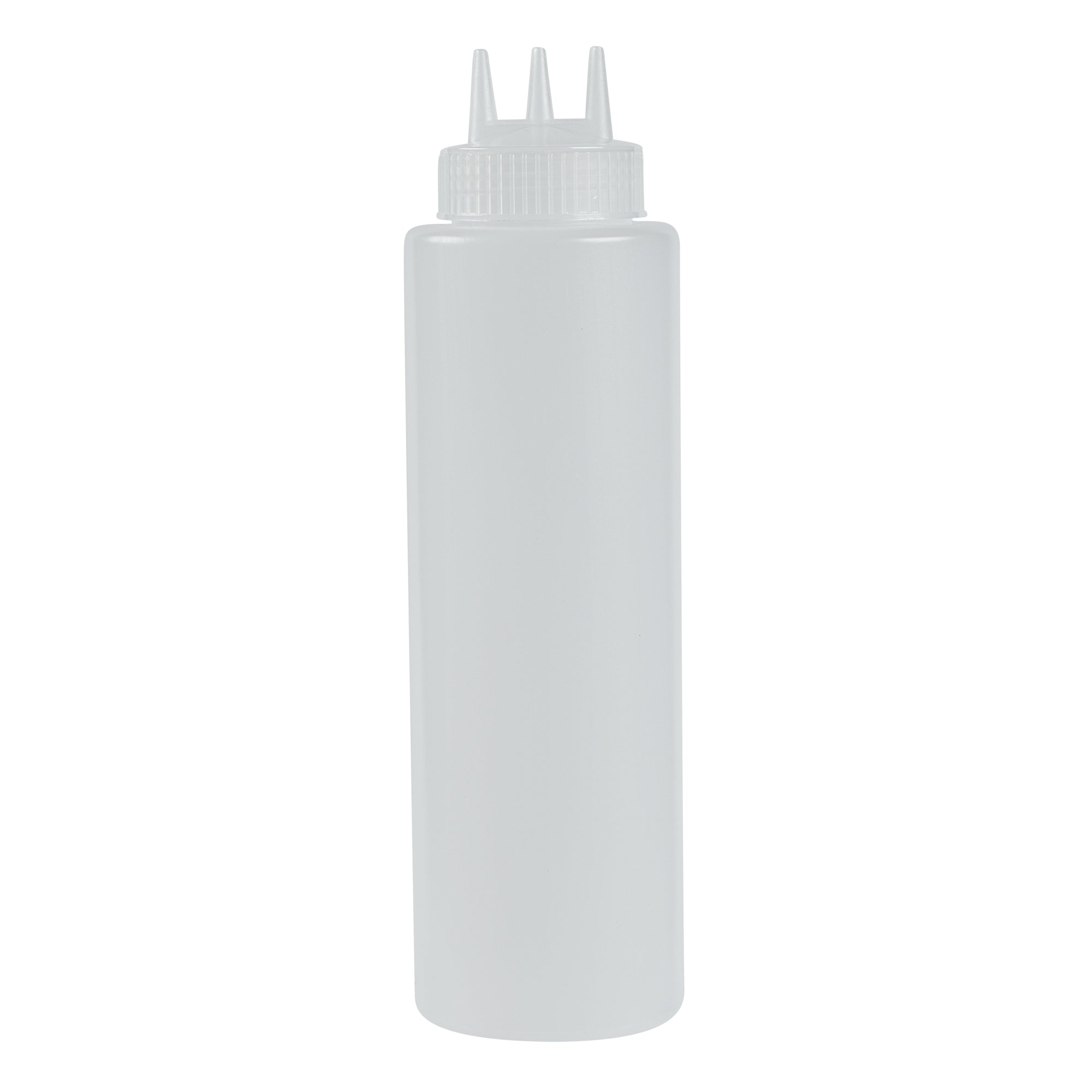 Sauce Tek 32 oz Clear Plastic All-Purpose Squeeze Bottle - with Triple Dispersion Tip - 6 count box