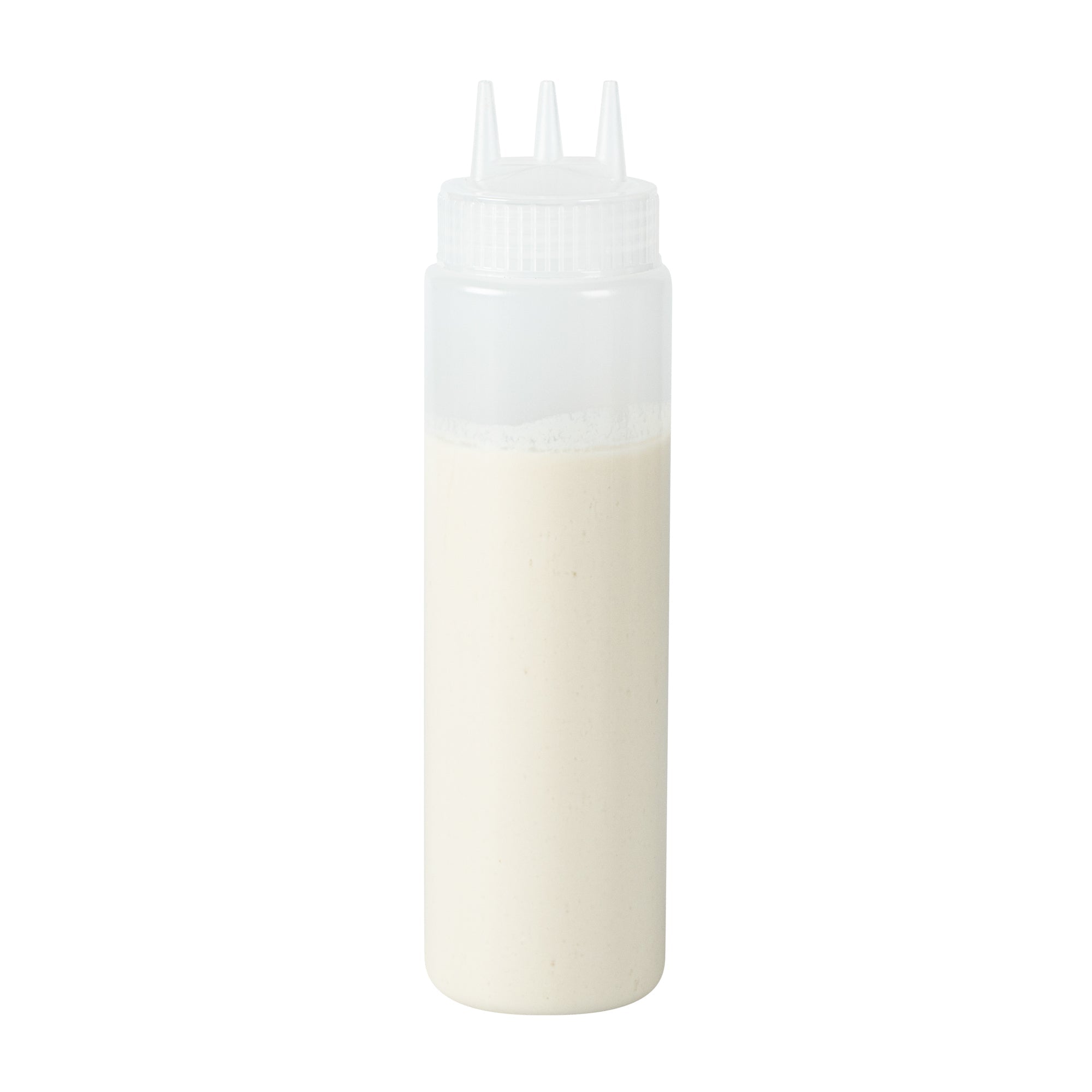 Sauce Tek 32 oz Clear Plastic All-Purpose Squeeze Bottle - with Triple Dispersion Tip - 6 count box