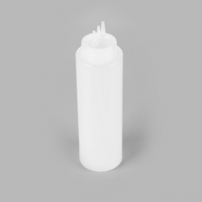 Sauce Tek 32 oz Clear Plastic All-Purpose Squeeze Bottle - with Triple Dispersion Tip - 6 count box