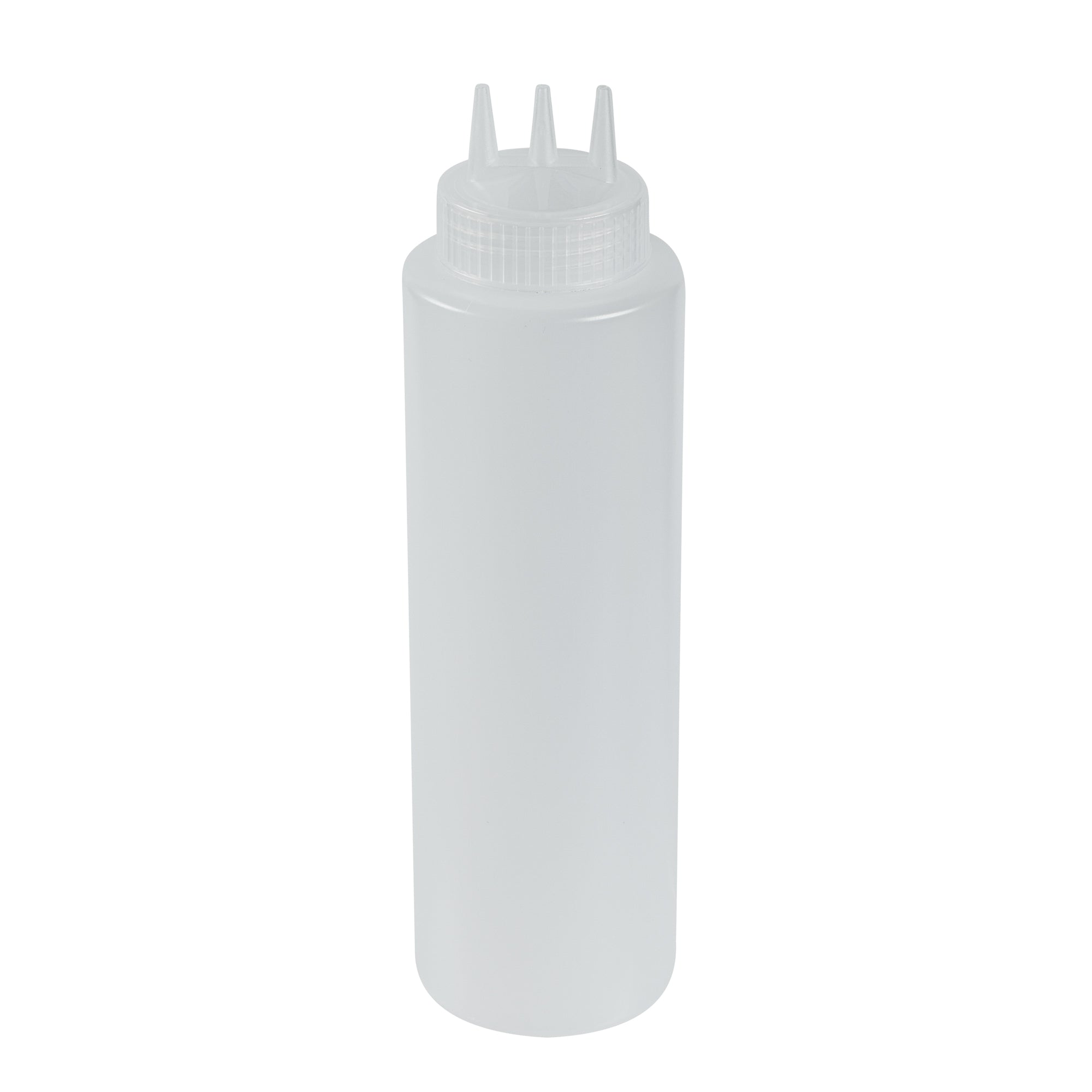 Sauce Tek 32 oz Clear Plastic All-Purpose Squeeze Bottle - with Triple Dispersion Tip - 6 count box