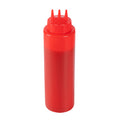 Sauce Tek 32 oz Red Plastic Ketchup Squeeze Bottle - with Triple Dispersion Tip - 6 count box