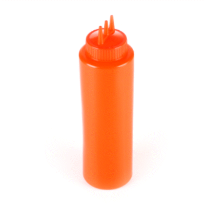 Sauce Tek 32 oz Red Plastic Ketchup Squeeze Bottle - with Triple Dispersion Tip - 6 count box