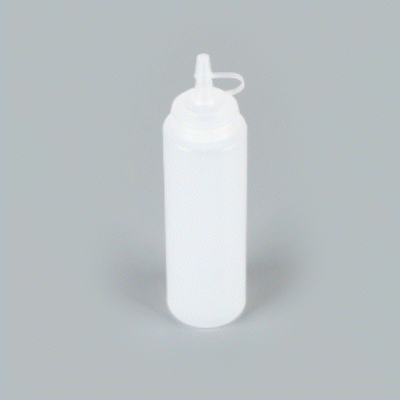 Sauce Tek 8 oz Clear Plastic Squeeze Bottle - with Cap, Wide Mouth - 2" x 2" x 7 1/4" - 1 count box