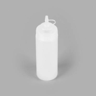 Sauce Tek 12 oz Clear Plastic Squeeze Bottle - with Cap, Wide Mouth - 2 1/4" x 2 1/4" x 7 3/4" - 1 count box