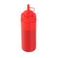 Sauce Tek 12 oz Red Plastic Squeeze Bottle - with Cap, Wide Mouth - 2 1/4" x 2 1/4" x 7 3/4" - 1 count box
