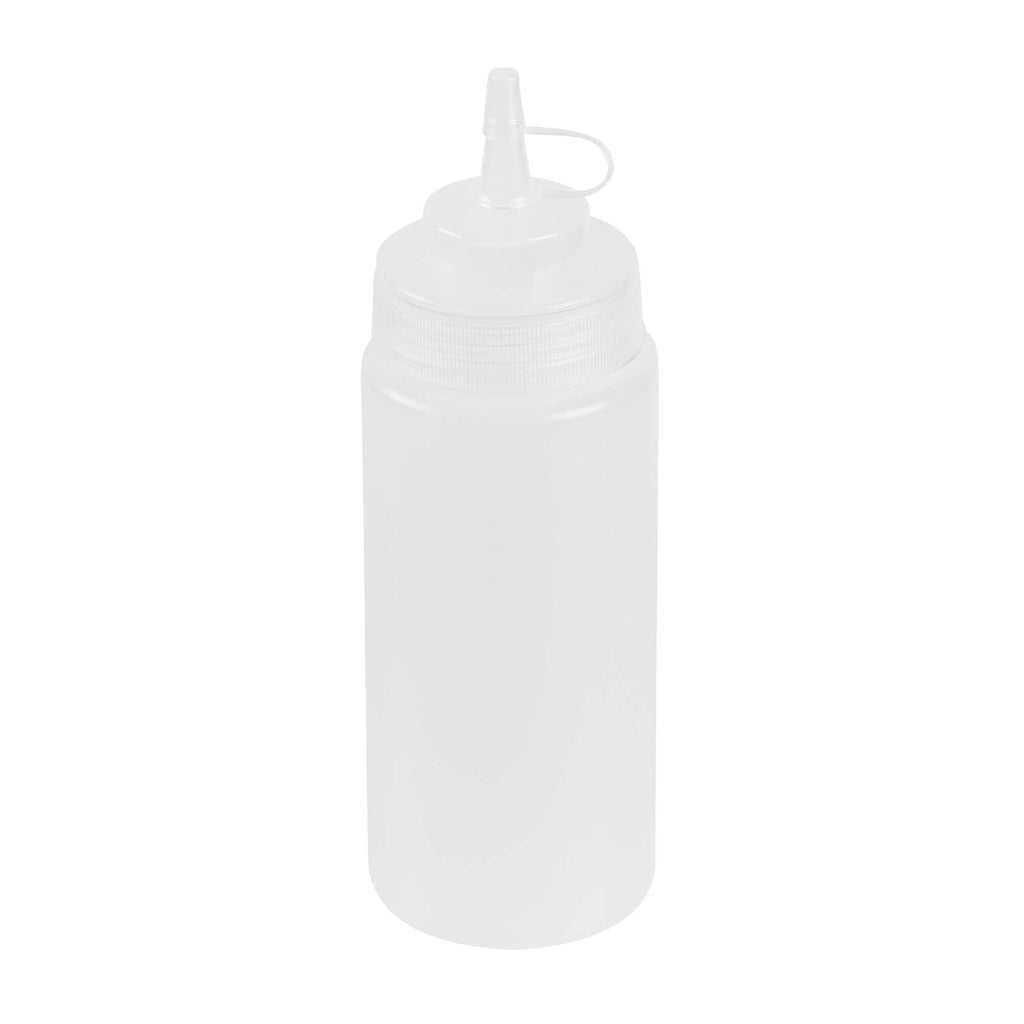 Sauce Tek 16 oz Clear Plastic Squeeze Bottle - with Cap, Wide Mouth - 2 1/2" x 2 1/2" x 7 3/4" - 1 count box