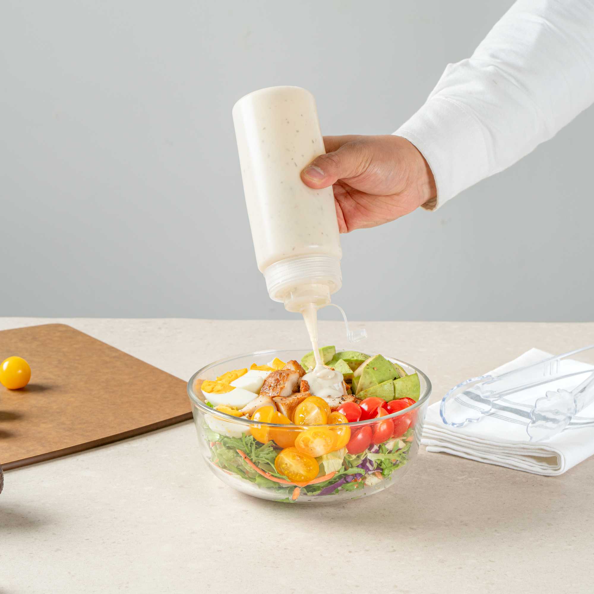 Sauce Tek 16 oz Clear Plastic Squeeze Bottle - with Cap, Wide Mouth - 2 1/2" x 2 1/2" x 7 3/4" - 1 count box