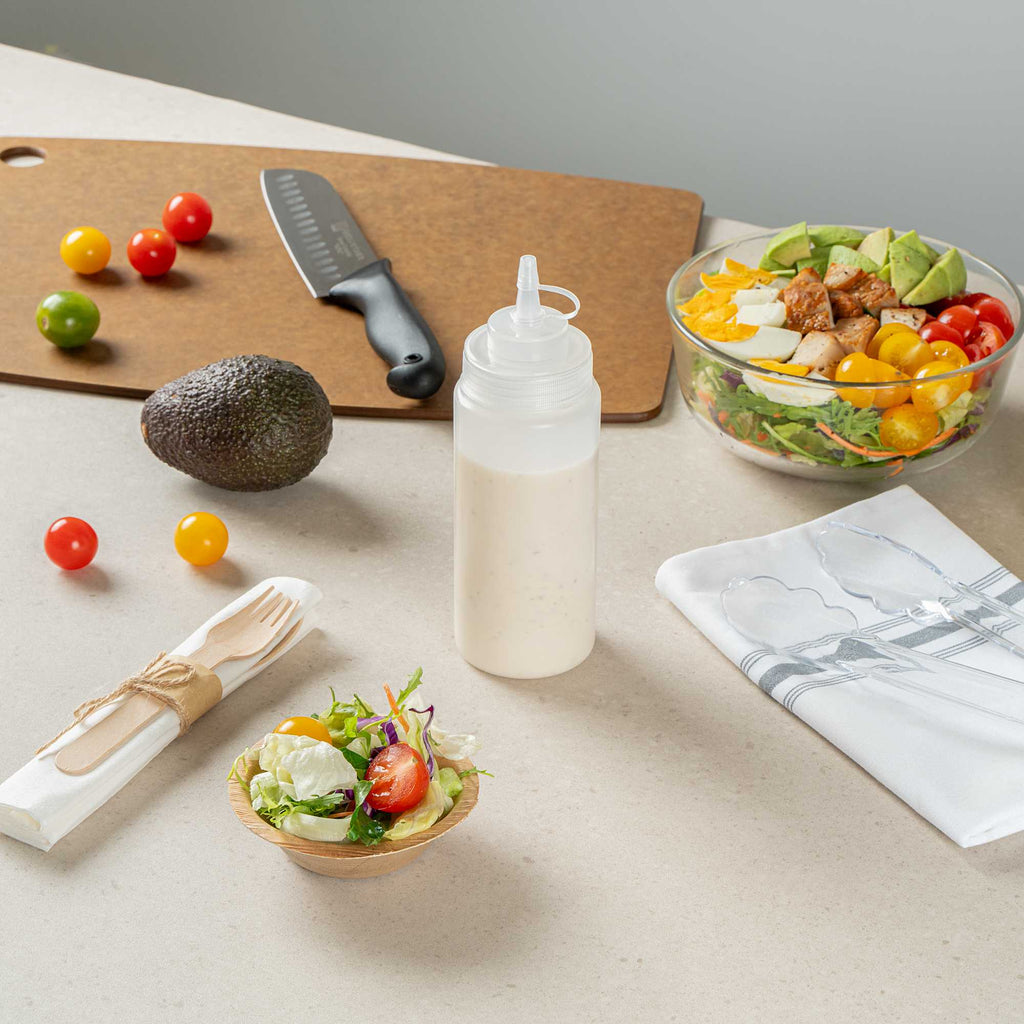Sauce Tek 16 oz Clear Plastic Squeeze Bottle - with Cap, Wide Mouth - 2 1/2" x 2 1/2" x 7 3/4" - 1 count box