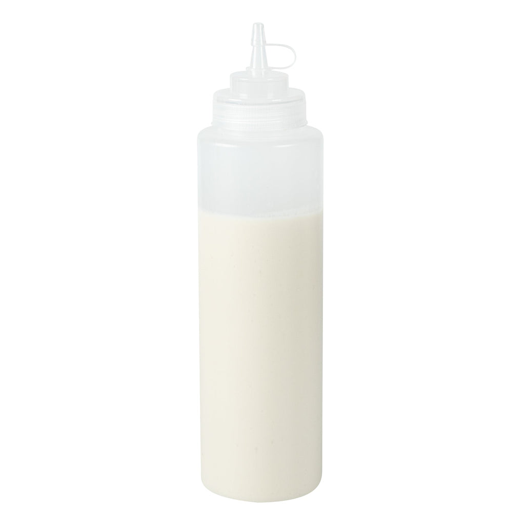 Sauce Tek 24 oz Clear Plastic Squeeze Bottle - with Cap, Wide Mouth - 2 1/2" x 2 1/2" x 10 1/4" - 1 count box