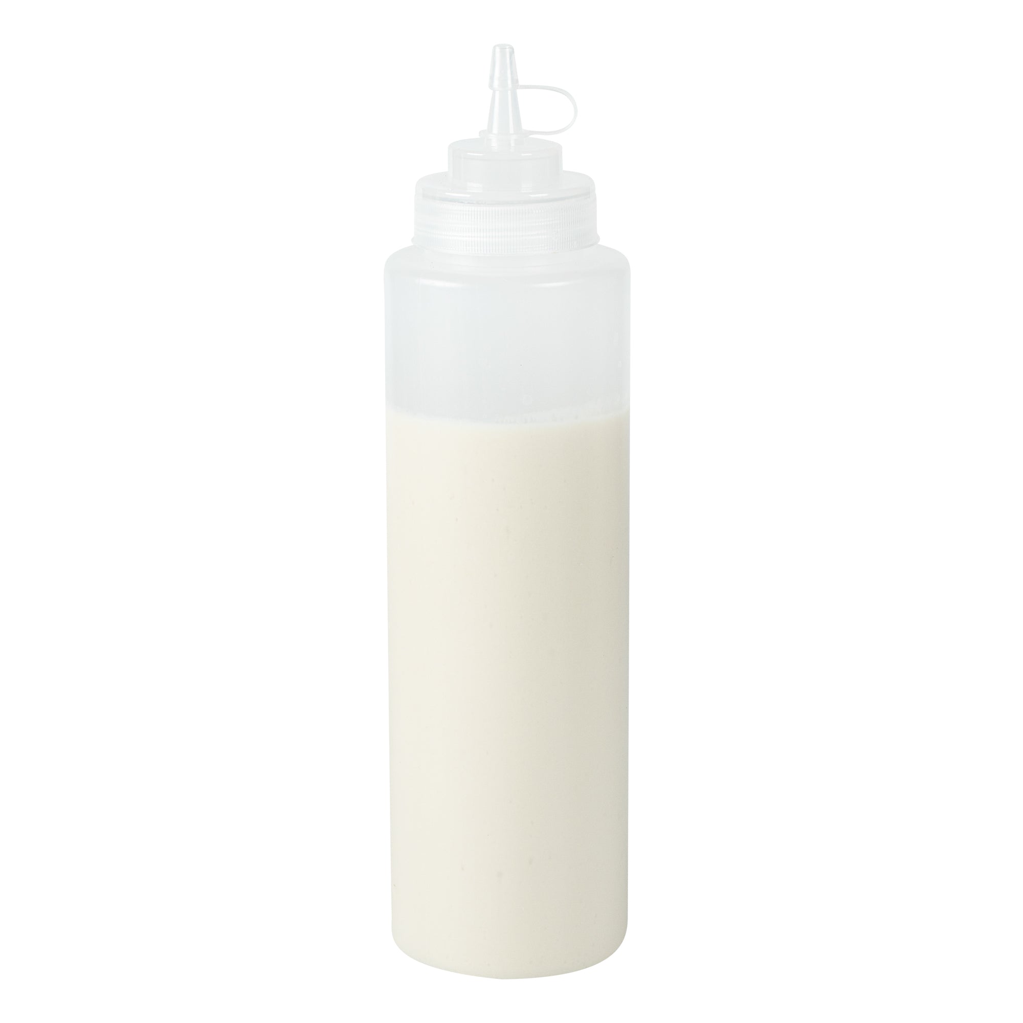 Sauce Tek 24 oz Clear Plastic Squeeze Bottle - with Cap, Wide Mouth - 2 1/2" x 2 1/2" x 10 1/4" - 1 count box