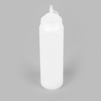 Sauce Tek 24 oz Clear Plastic Squeeze Bottle - with Cap, Wide Mouth - 2 1/2" x 2 1/2" x 10 1/4" - 1 count box