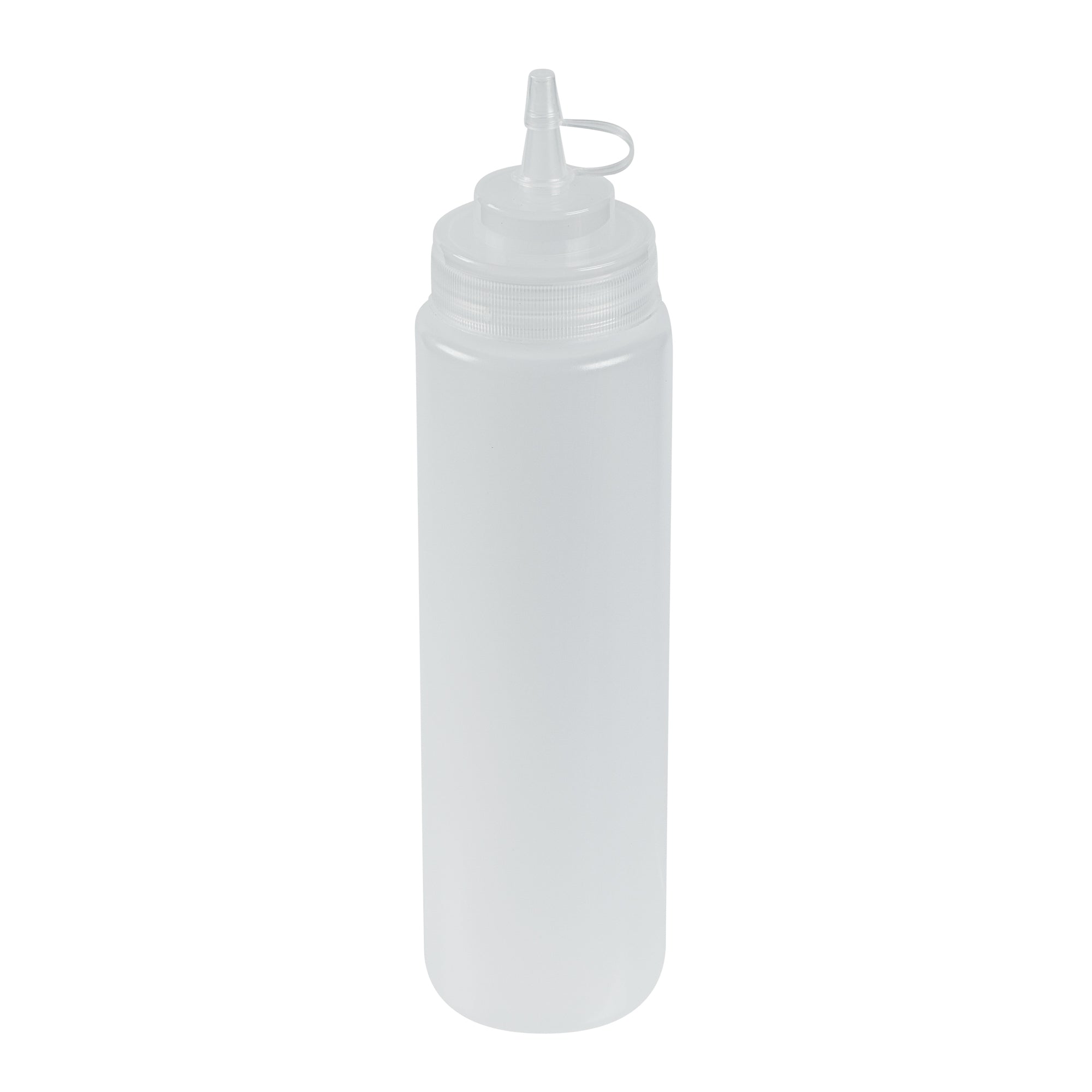 Sauce Tek 24 oz Clear Plastic Squeeze Bottle - with Cap, Wide Mouth - 2 1/2" x 2 1/2" x 10 1/4" - 1 count box