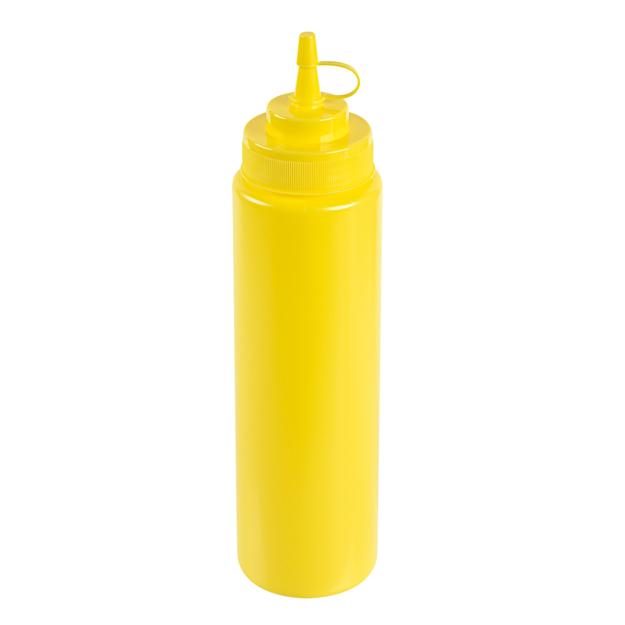 Sauce Tek 24 oz Yellow Plastic Squeeze Bottle - with Cap, Wide Mouth - 2 1/2" x 2 1/2" x 10 1/4" - 1 count box