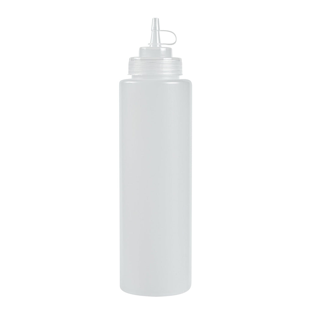 Sauce Tek 32 oz Clear Plastic Squeeze Bottle - with Cap, Wide Mouth - 3" x 3" x 11 1/2" - 1 count box