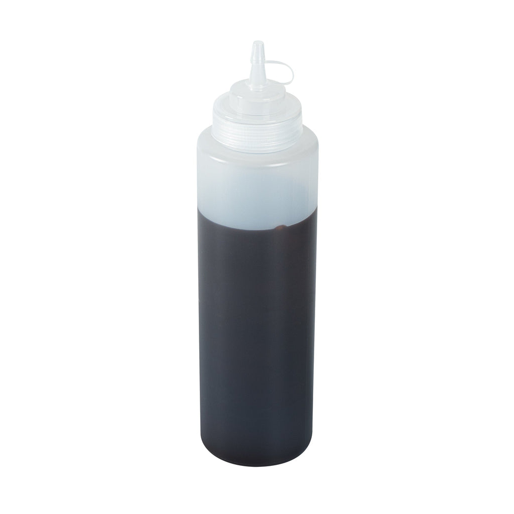 Sauce Tek 32 oz Clear Plastic Squeeze Bottle - with Cap, Wide Mouth - 3" x 3" x 11 1/2" - 1 count box