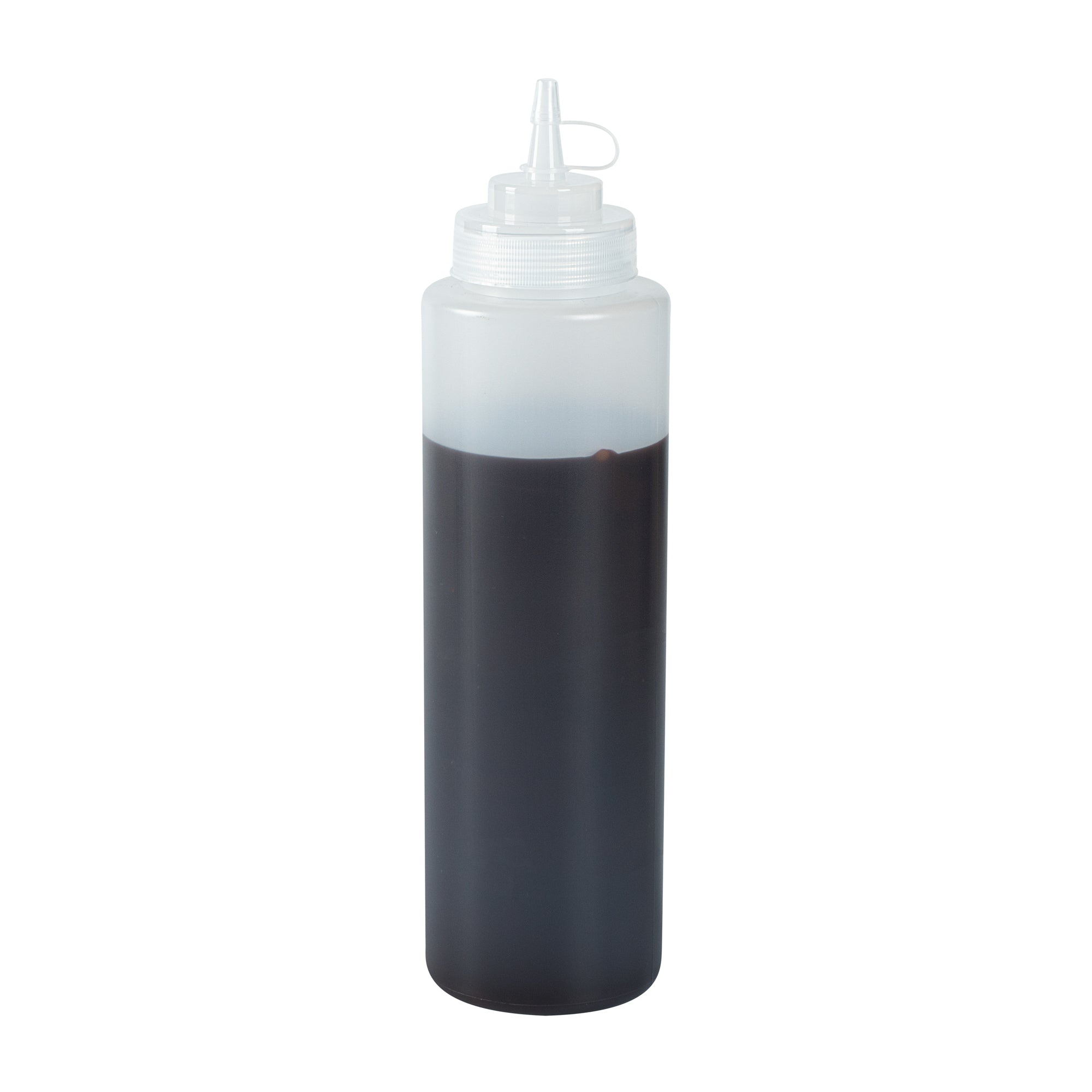 Sauce Tek 32 oz Clear Plastic Squeeze Bottle - with Cap, Wide Mouth - 3" x 3" x 11 1/2" - 1 count box