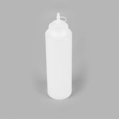 Sauce Tek 32 oz Clear Plastic Squeeze Bottle - with Cap, Wide Mouth - 3" x 3" x 11 1/2" - 1 count box