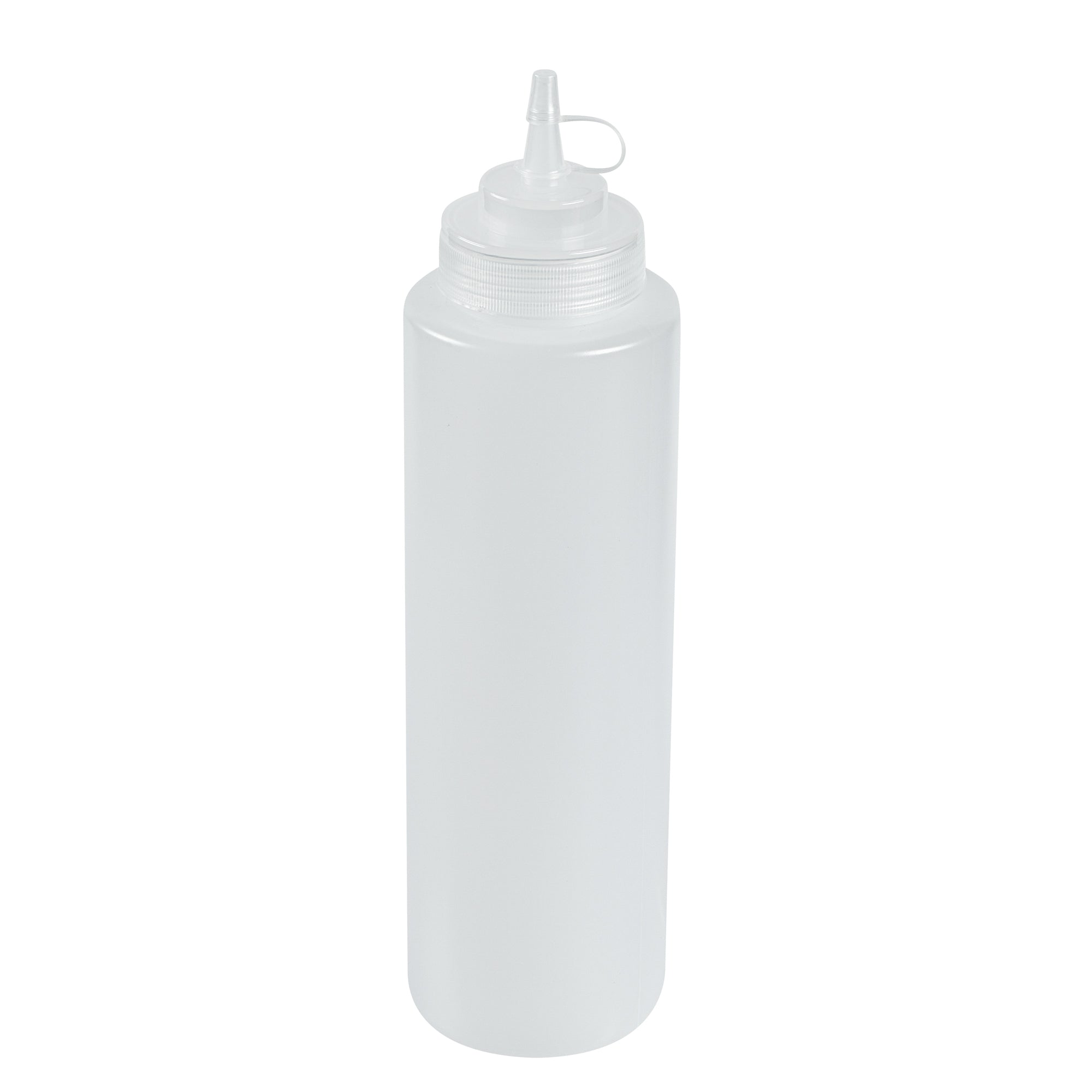 Sauce Tek 32 oz Clear Plastic Squeeze Bottle - with Cap, Wide Mouth - 3" x 3" x 11 1/2" - 1 count box