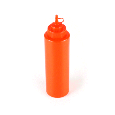 Sauce Tek 32 oz Red Plastic Squeeze Bottle - with Cap, Wide Mouth - 3" x 3" x 11 1/2" - 1 count box
