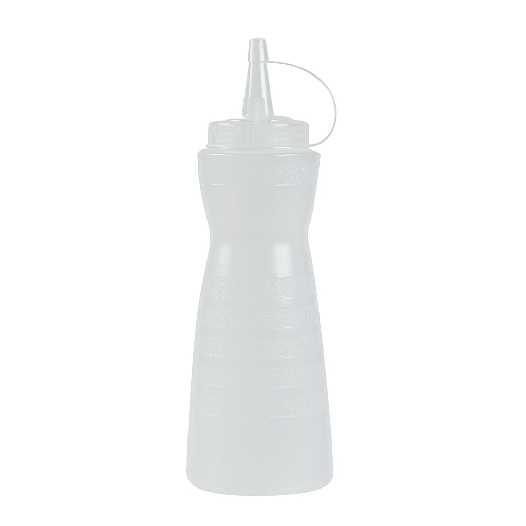 Sauce Tek 12 oz Clear Plastic Squeeze Bottle - with Cap - 2 1/4" x 2 1/4" x 7 3/4" - 1 count box
