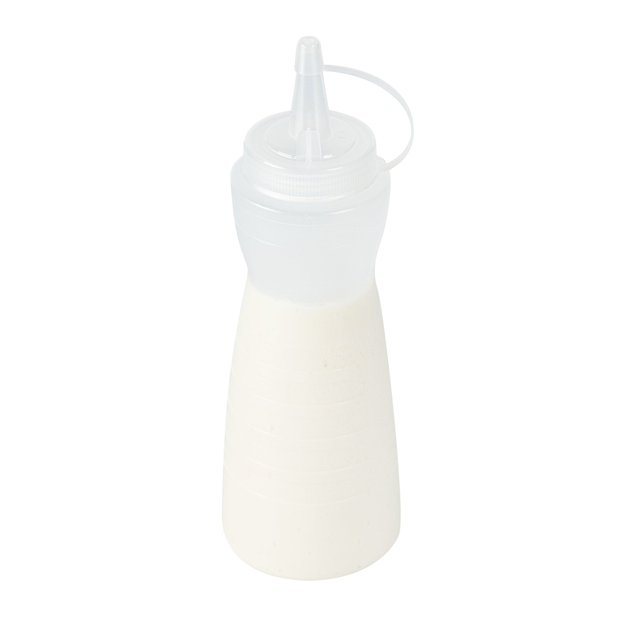 Sauce Tek 12 oz Clear Plastic Squeeze Bottle - with Cap - 2 1/4" x 2 1/4" x 7 3/4" - 1 count box