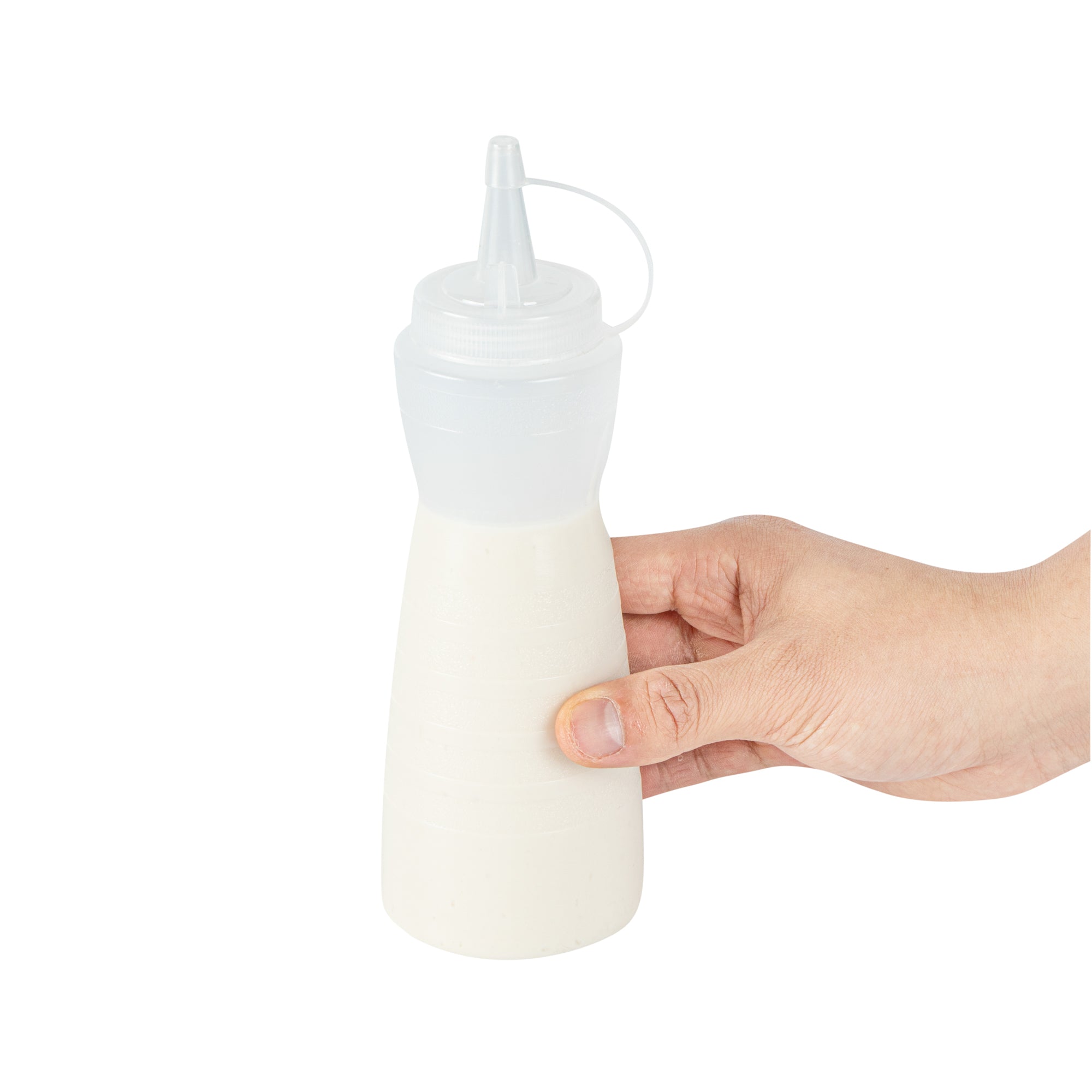 Sauce Tek 12 oz Clear Plastic Squeeze Bottle - with Cap - 2 1/4" x 2 1/4" x 7 3/4" - 1 count box