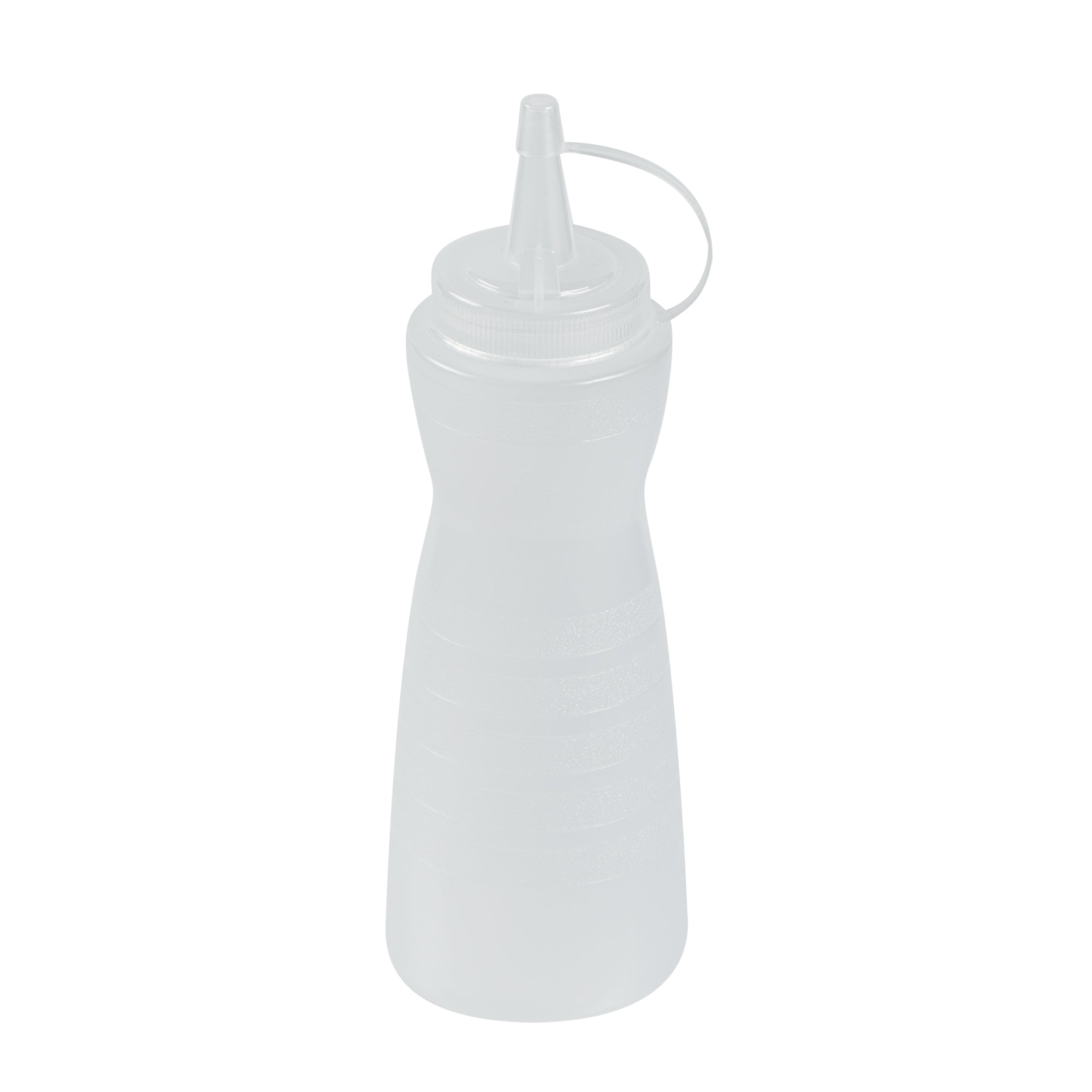 Sauce Tek 12 oz Clear Plastic Squeeze Bottle - with Cap - 2 1/4" x 2 1/4" x 7 3/4" - 1 count box