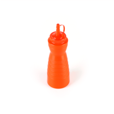 Sauce Tek 12 oz Red Plastic Squeeze Bottle - with Cap - 2 1/4" x 2 1/4" x 7 3/4" - 1 count box