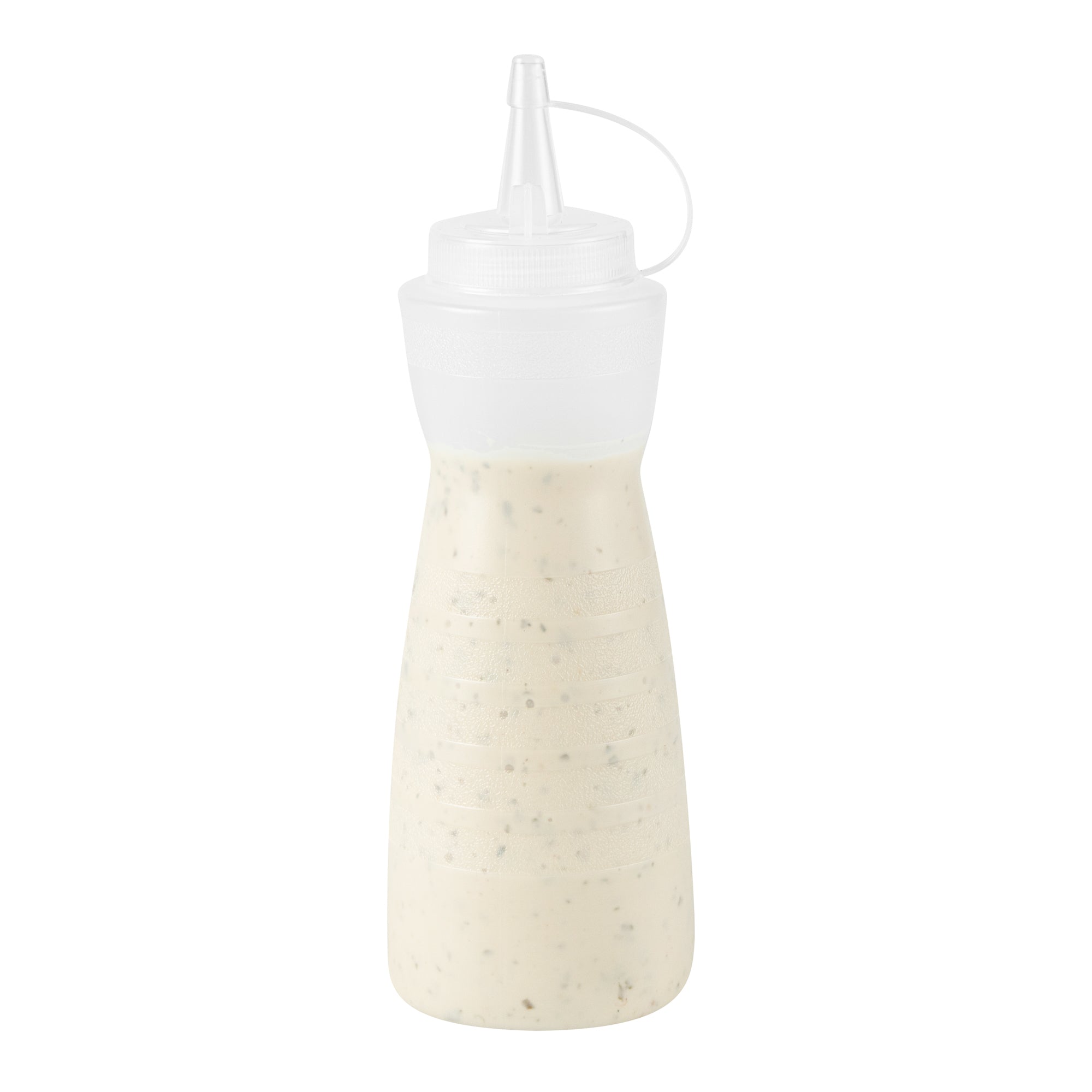 Sauce Tek 16 oz Clear Plastic Squeeze Bottle - with Cap - 2 3/4" x 2 3/4" x 7 3/4" - 1 count box