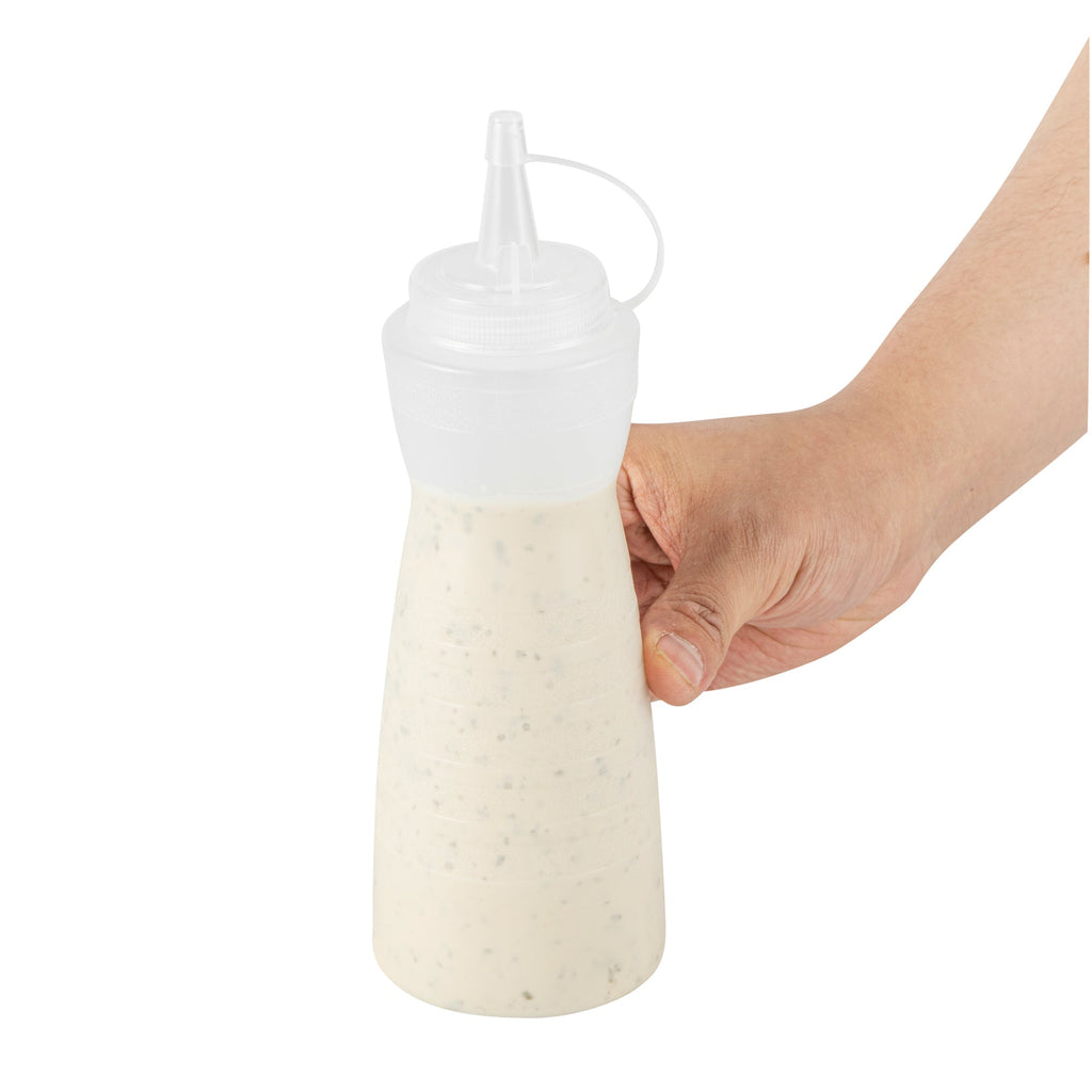 Sauce Tek 16 oz Clear Plastic Squeeze Bottle - with Cap - 2 3/4" x 2 3/4" x 7 3/4" - 1 count box