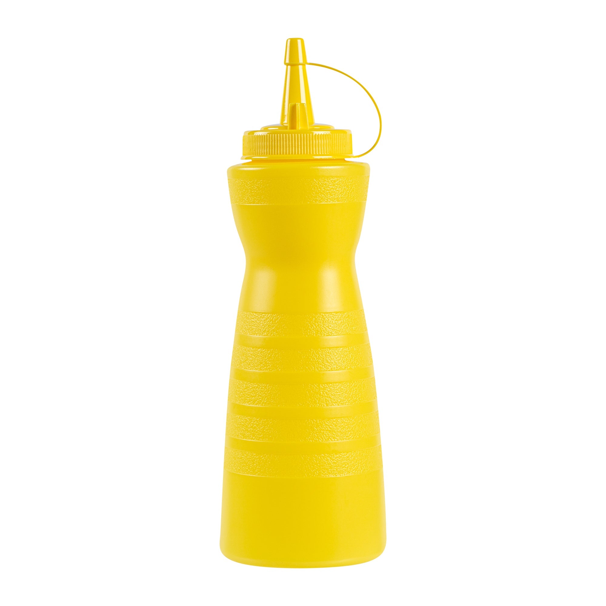 Sauce Tek 16 oz Yellow Plastic Squeeze Bottle - with Cap - 2 3/4" x 2 3/4" x 7 3/4" - 1 count box