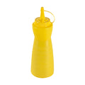 Sauce Tek 16 oz Yellow Plastic Squeeze Bottle - with Cap - 2 3/4" x 2 3/4" x 7 3/4" - 1 count box