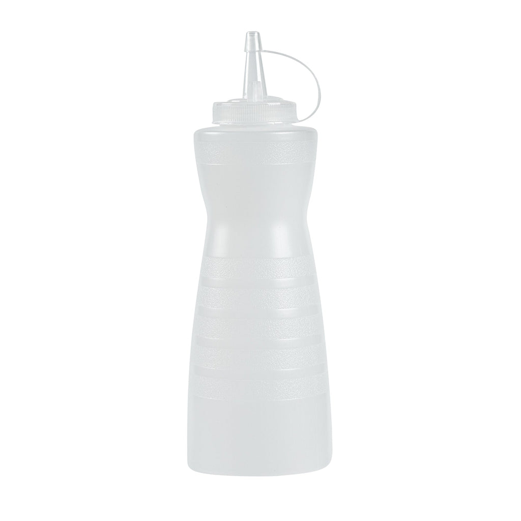 Sauce Tek 24 oz Clear Plastic Squeeze Bottle - with Cap - 2 3/4" x 2 3/4" x 10 1/4" - 1 count box