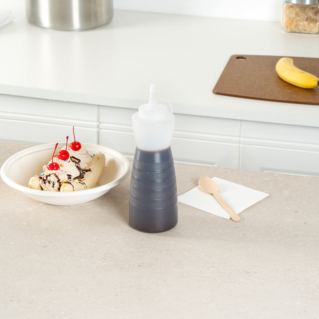 Sauce Tek 24 oz Clear Plastic Squeeze Bottle - with Cap - 2 3/4" x 2 3/4" x 10 1/4" - 1 count box