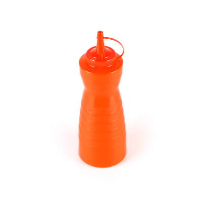 Sauce Tek 24 oz Red Plastic Squeeze Bottle - with Cap - 2 3/4" x 2 3/4" x 10 1/4" - 1 count box