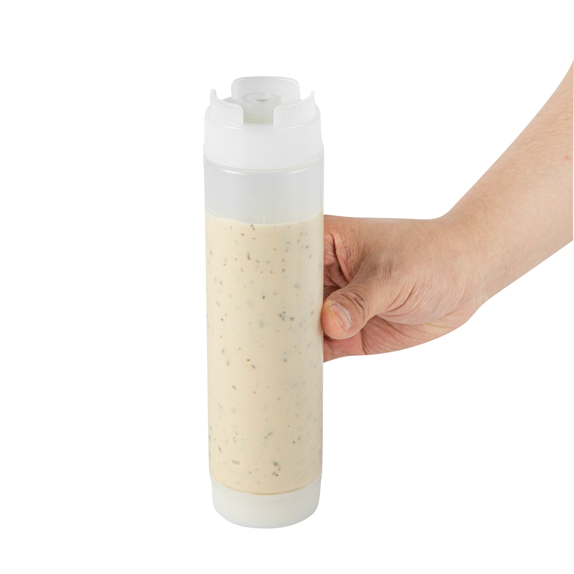 First In First Out 16 oz Clear Plastic Squeeze Bottle - Inverted, Refill & Dispensing Lid - 2 1/4" x 2 1/4" x 8 3/4" - 1 count box