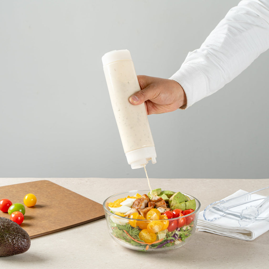First In First Out 16 oz Clear Plastic Squeeze Bottle - Inverted, Refill & Dispensing Lid - 2 1/4" x 2 1/4" x 8 3/4" - 1 count box