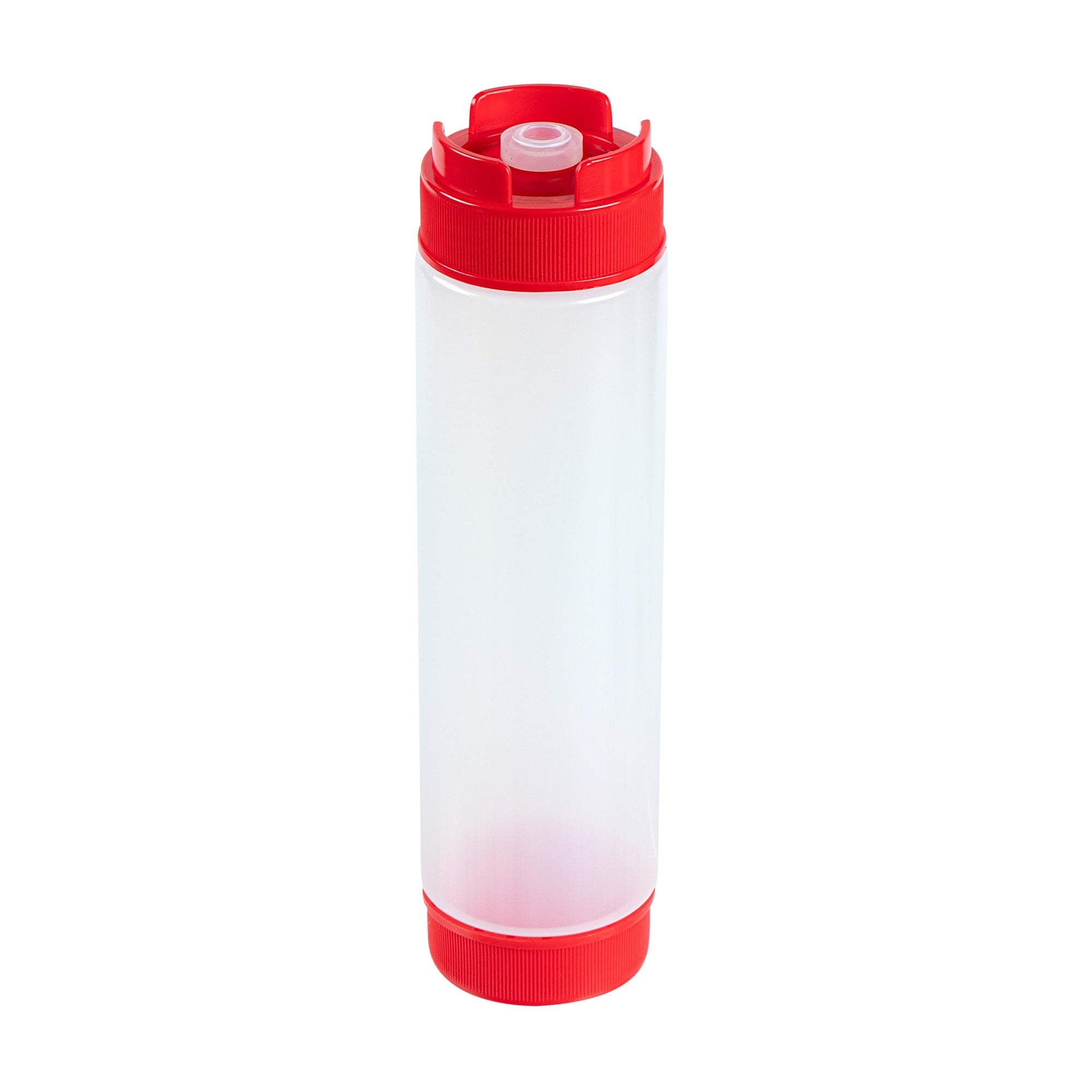 First In First Out 16 oz Red Plastic Squeeze Bottle - Inverted, Refill & Dispensing Lid - 2 1/4" x 2 1/4" x 8 3/4" - 1 count box