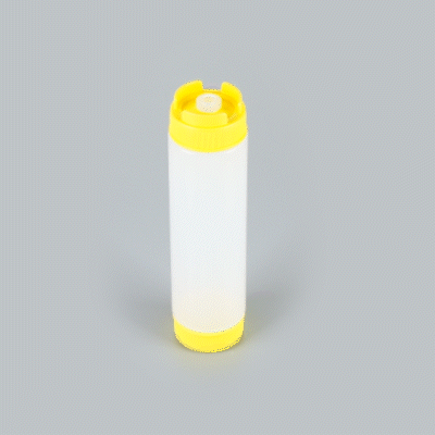 First In First Out 16 oz Round Yellow Plastic Squeeze Bottle - Inverted, Refill & Dispensing Lid - 2 1/4" x 2 1/4" x 8 3/4" - 1 count box