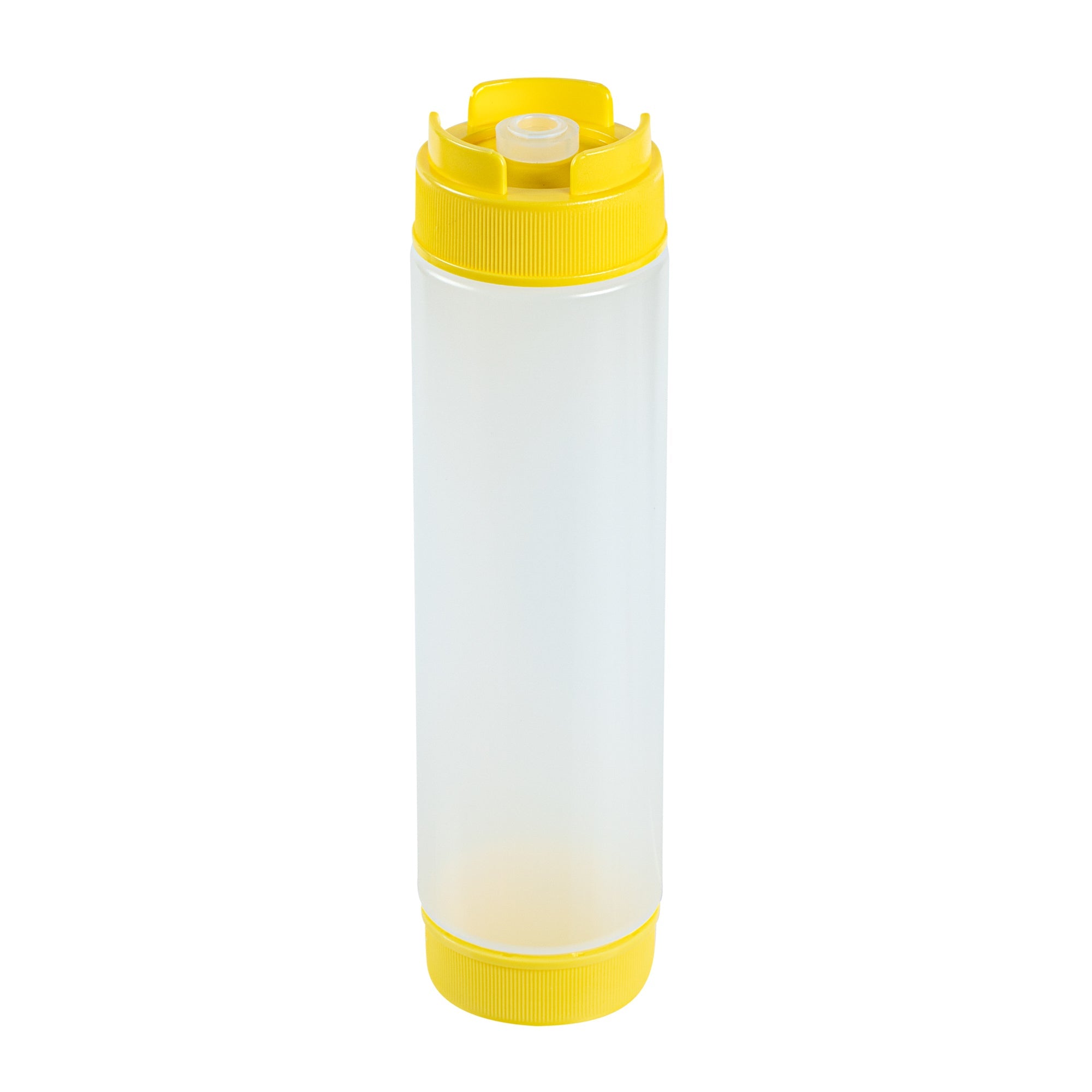 First In First Out 16 oz Round Yellow Plastic Squeeze Bottle - Inverted, Refill & Dispensing Lid - 2 1/4" x 2 1/4" x 8 3/4" - 1 count box