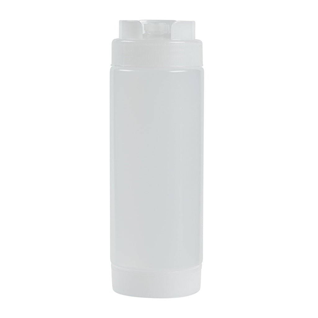 First In First Out 20 oz Clear Plastic Squeeze Bottle - Inverted, Refill & Dispensing Lid - 2 3/4" x 2 3/4" x 7 3/4" - 1 count box