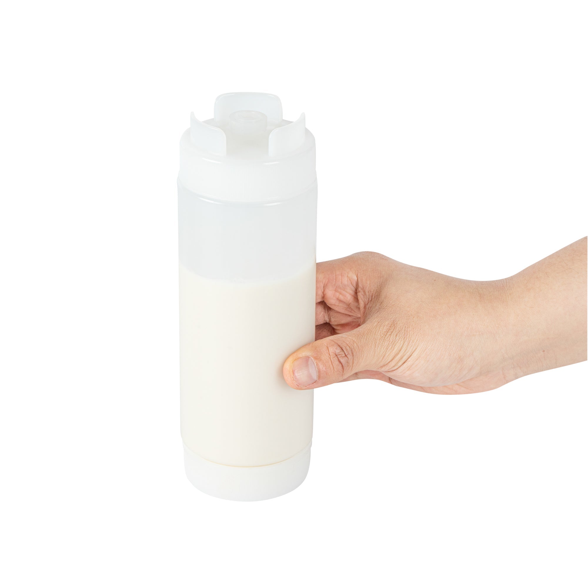 First In First Out 20 oz Clear Plastic Squeeze Bottle - Inverted, Refill & Dispensing Lid - 2 3/4" x 2 3/4" x 7 3/4" - 1 count box