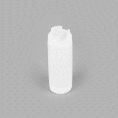 First In First Out 20 oz Clear Plastic Squeeze Bottle - Inverted, Refill & Dispensing Lid - 2 3/4" x 2 3/4" x 7 3/4" - 1 count box