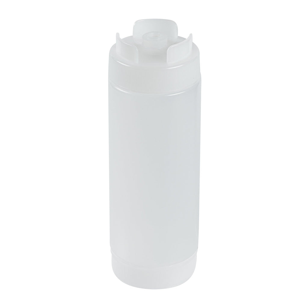 First In First Out 20 oz Clear Plastic Squeeze Bottle - Inverted, Refill & Dispensing Lid - 2 3/4" x 2 3/4" x 7 3/4" - 1 count box