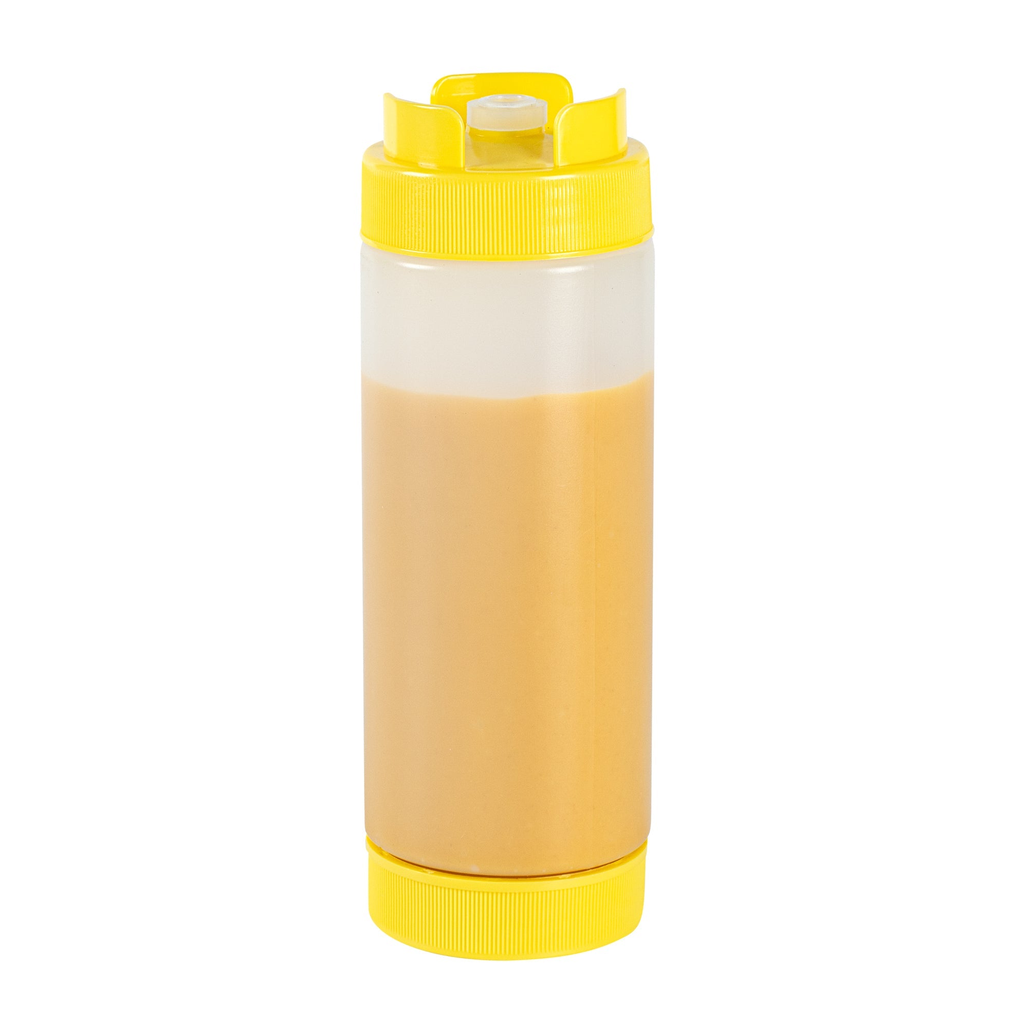 First In First Out 20 oz Yellow Plastic Squeeze Bottle - Inverted, Refill & Dispensing Lid - 2 3/4" x 2 3/4" x 7 3/4" - 1 count box